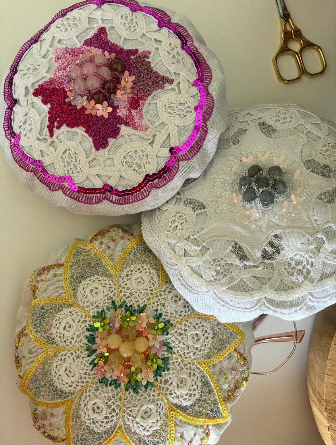 Pouf de lavande - centre rouge