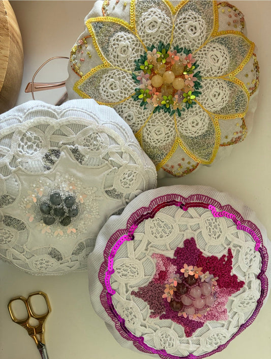 Poufs de lavande - centre en pierre véritable