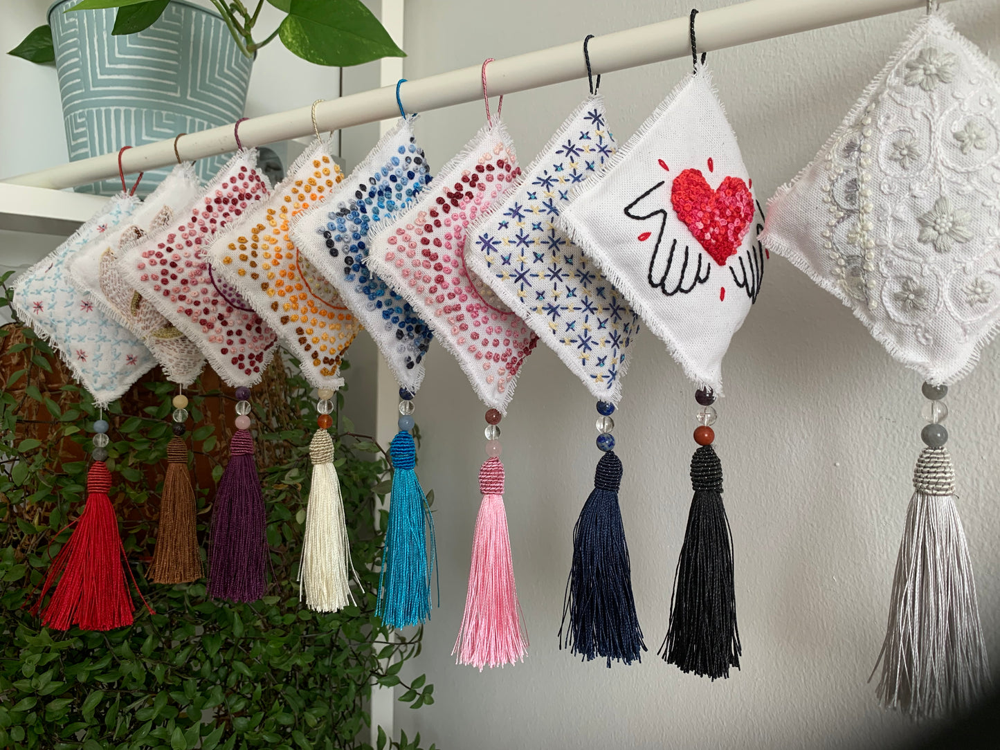 Accroche lavande motif sashiko 2