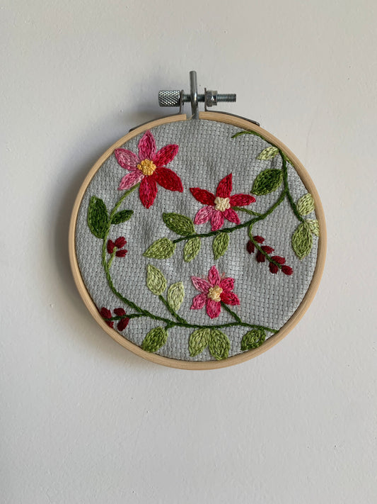 Tambour brodé fleurs