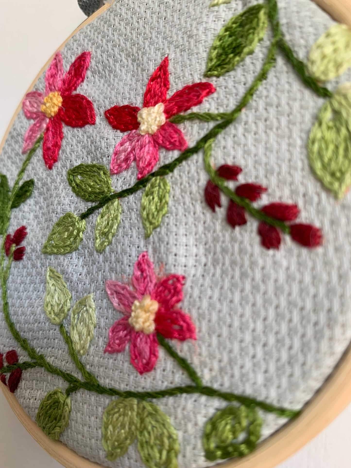 Tambour brodé fleurs