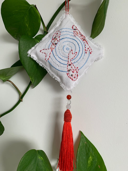 Accroche lavande poissons rouges