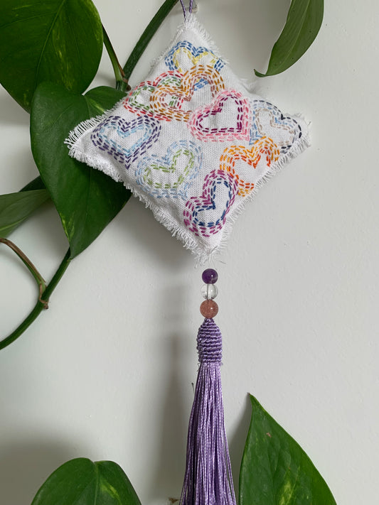 Accroche lavande motif coeurs