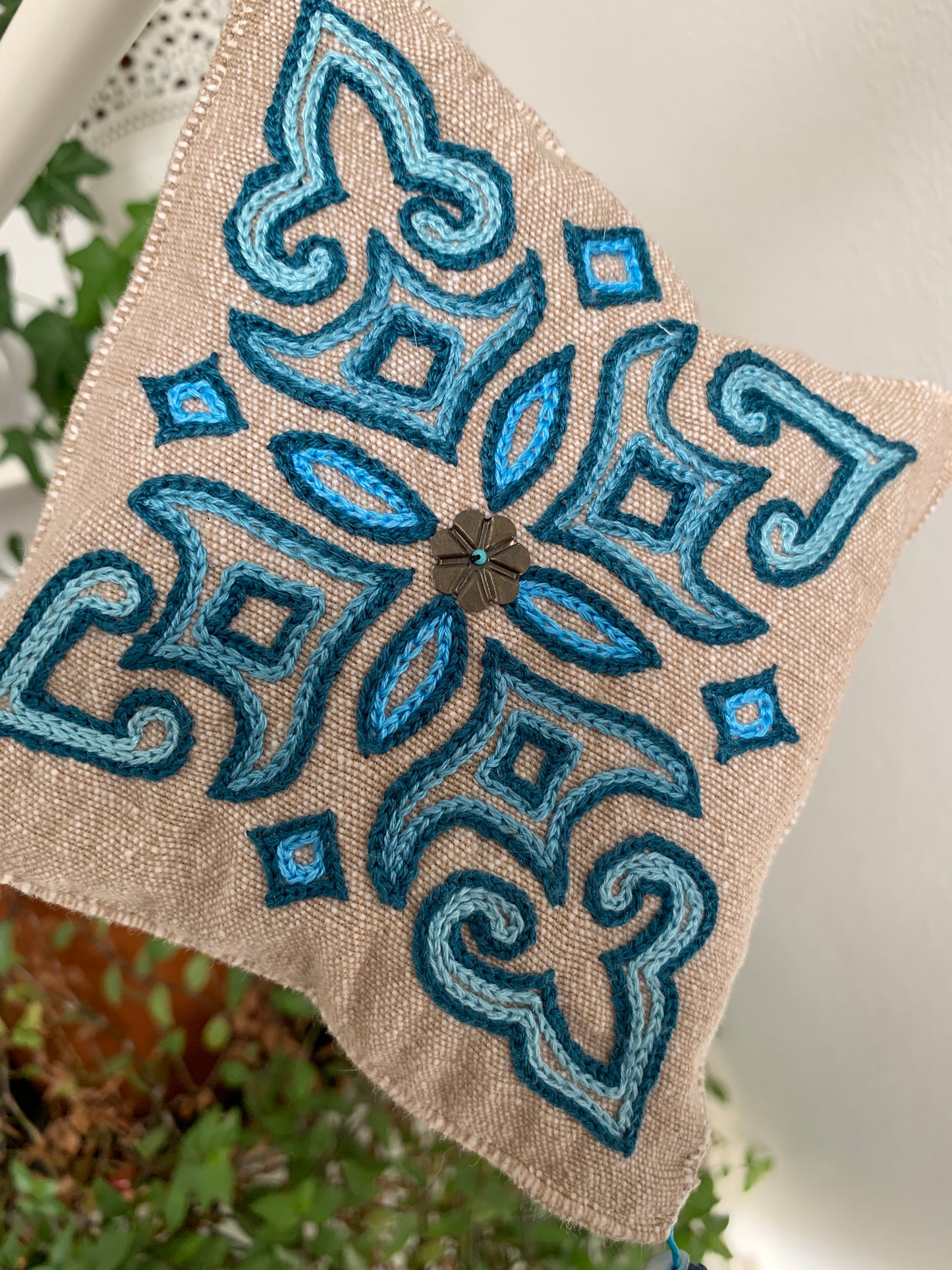 Pochon de lavande en lin bleu
