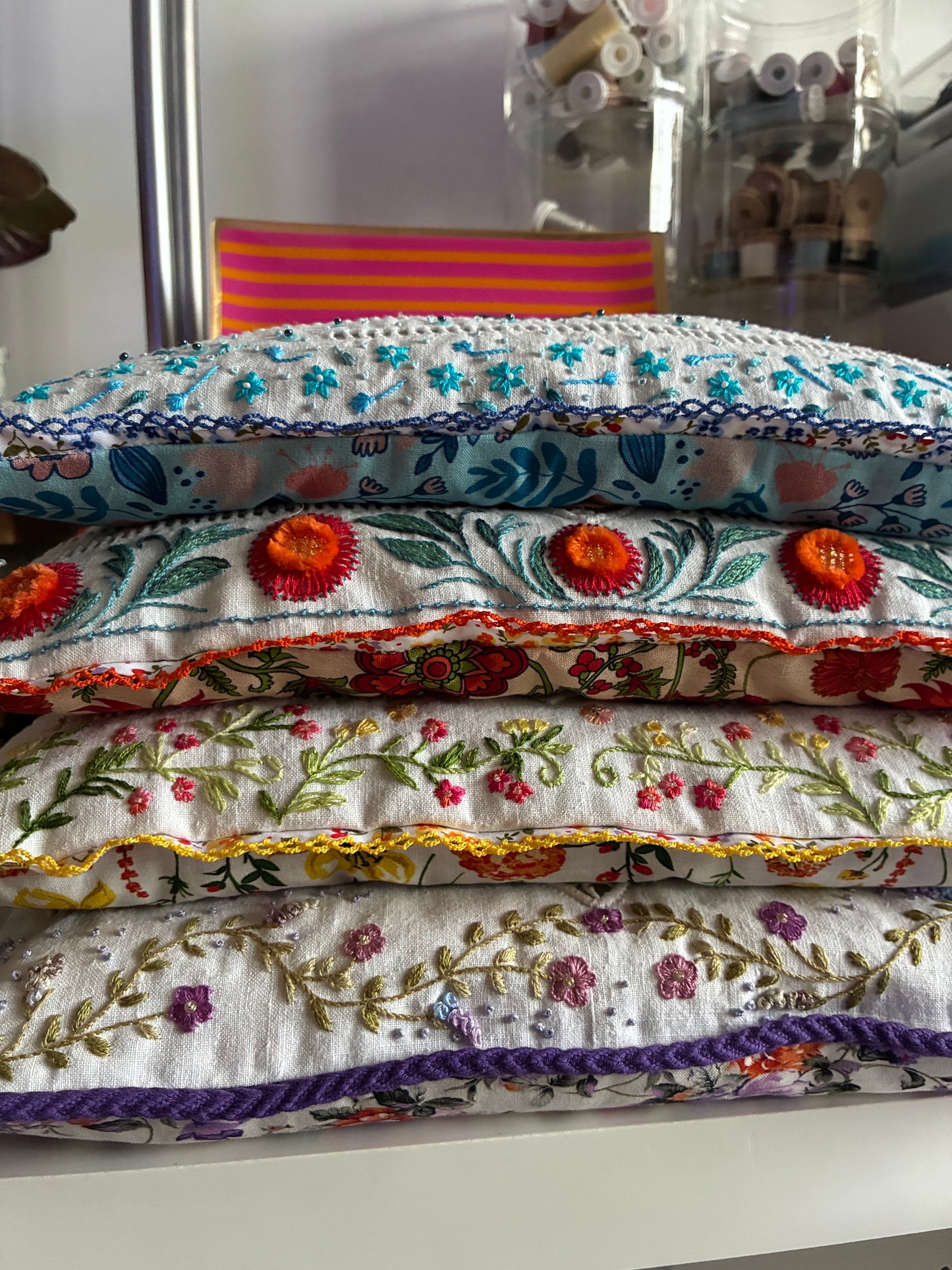 Grand coussin de lavande - bleu