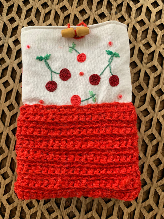 Pochette matelassée jute rouge