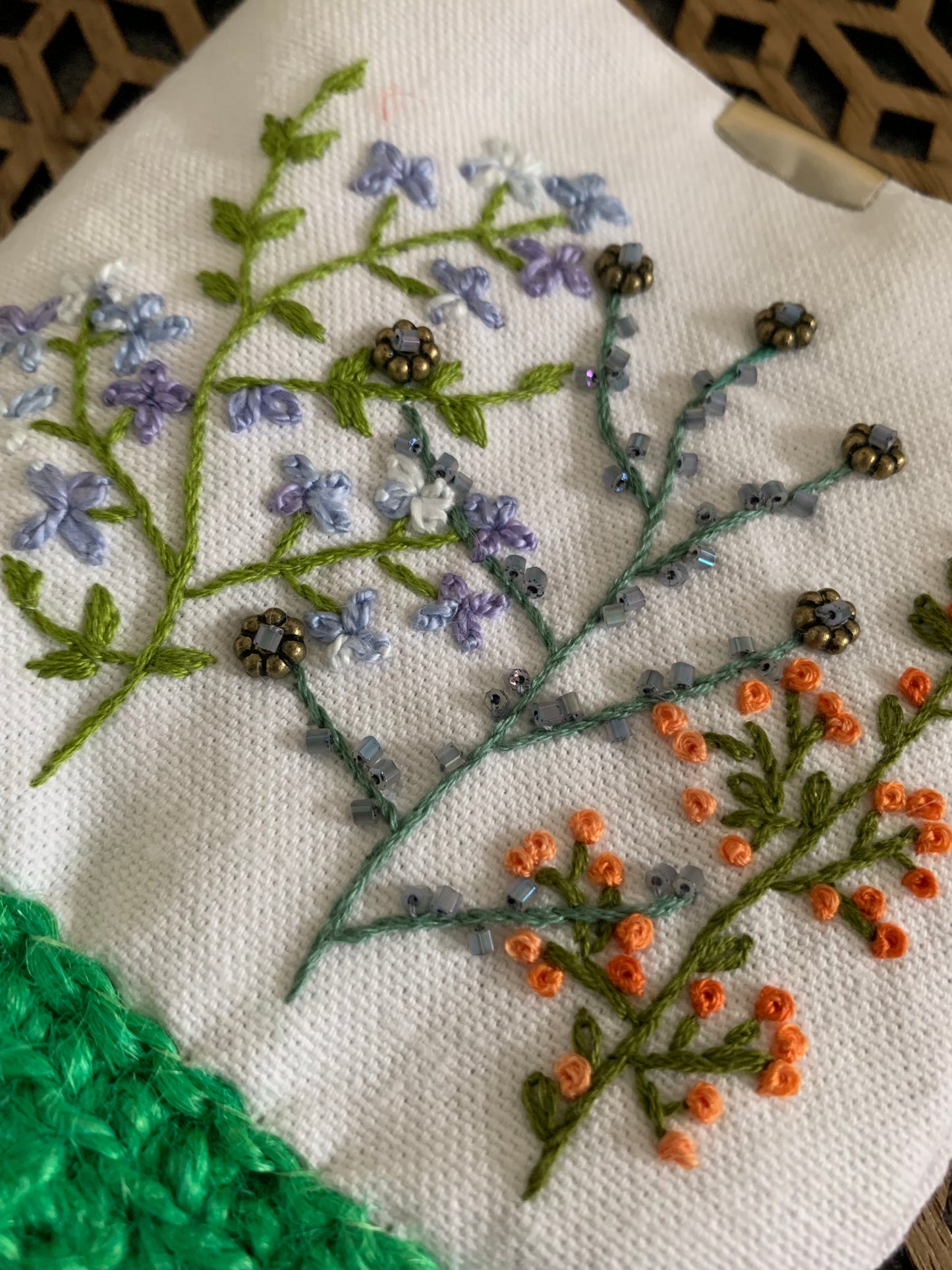 Pochette matelassée jute verte