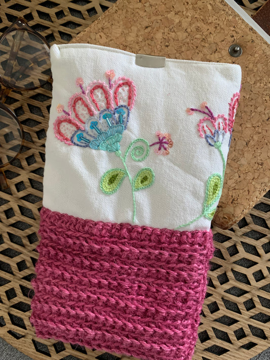 Pochette matelassée jute rose