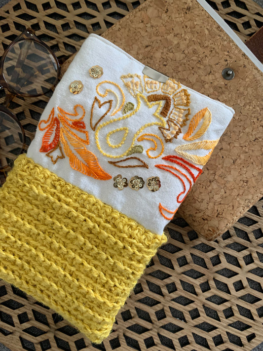Pochette matelassée jute jaune
