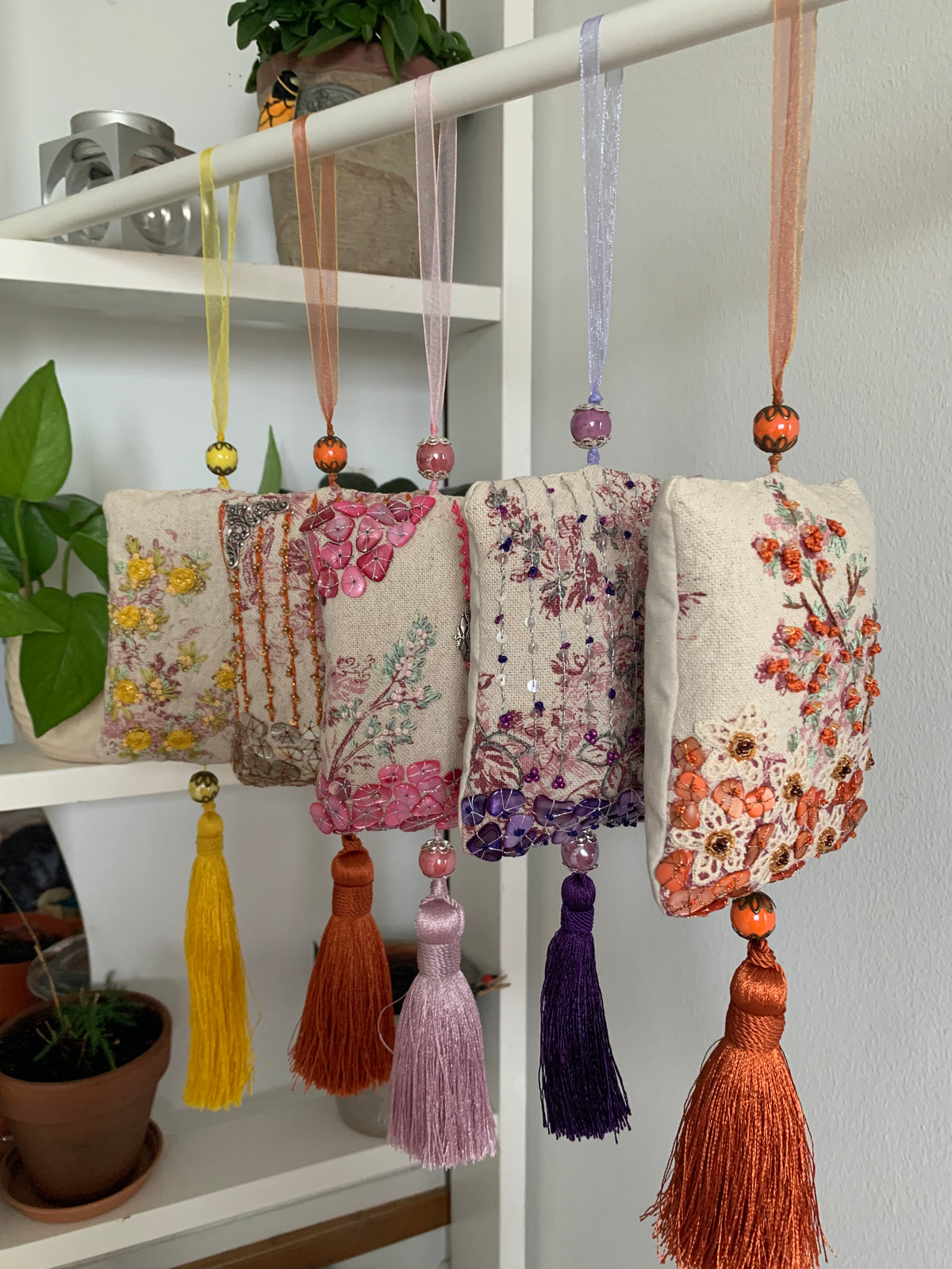 Pochon de lavande toile de Jouy avec pétales de verre