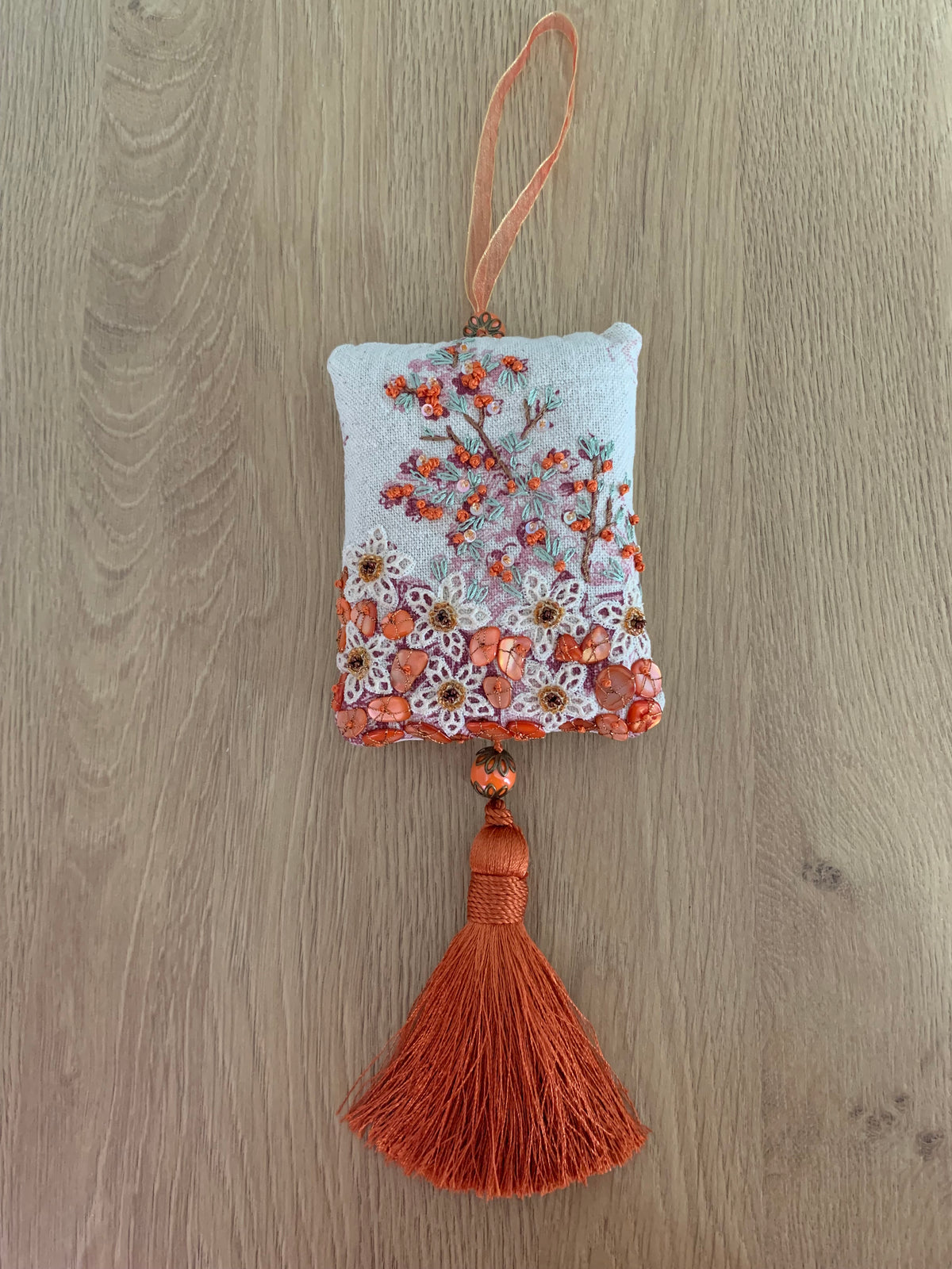 Pochon de lavande toile de Jouy avec pétales de verre