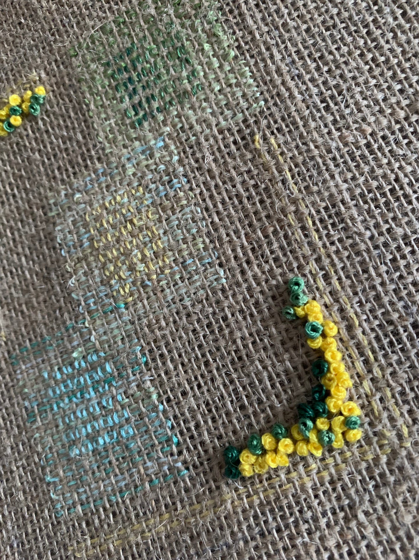 Pochon de lavande toile de jute - fleurs jaune