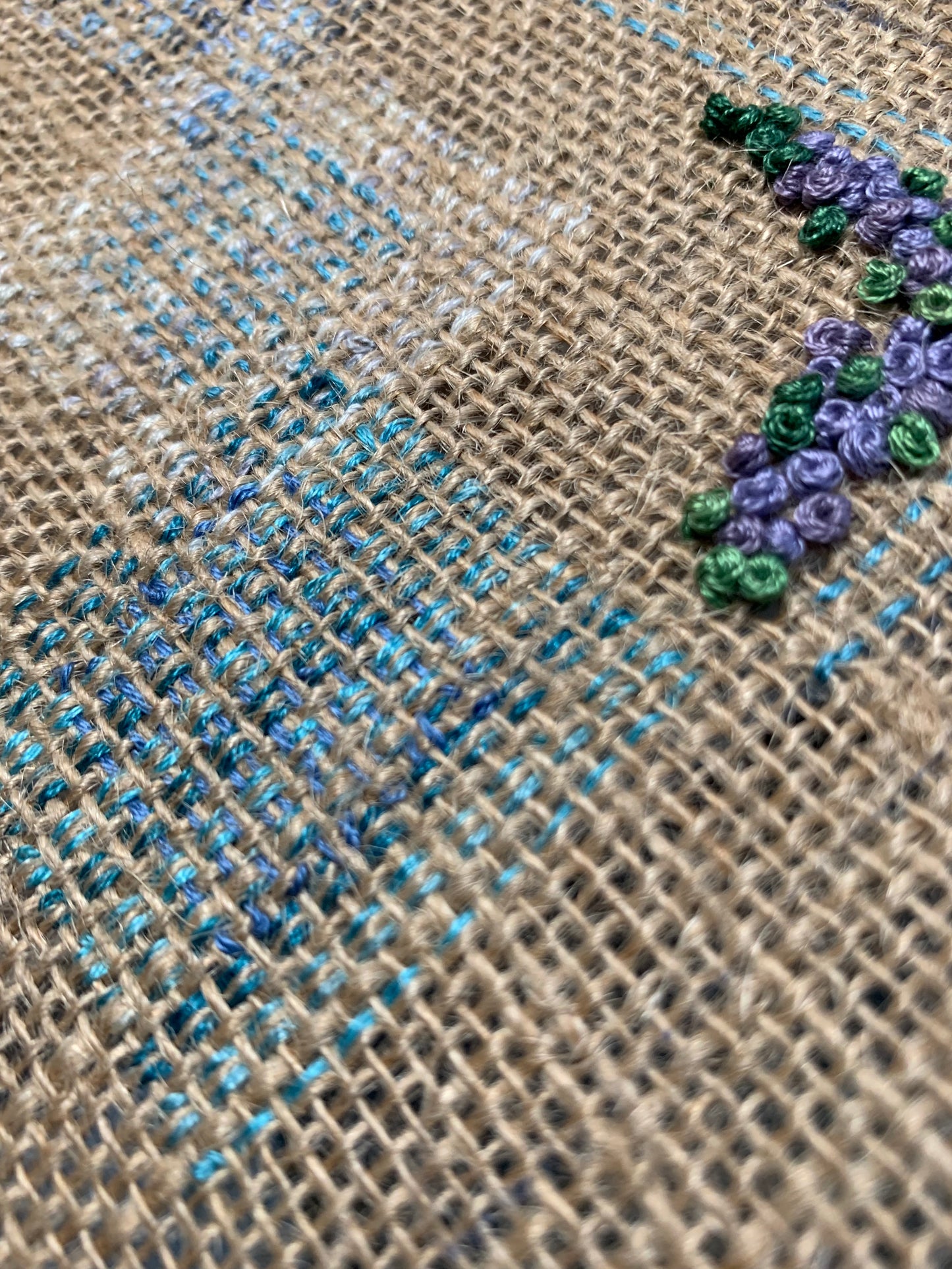 Pochon de lavande toile de jute - fleurs violet