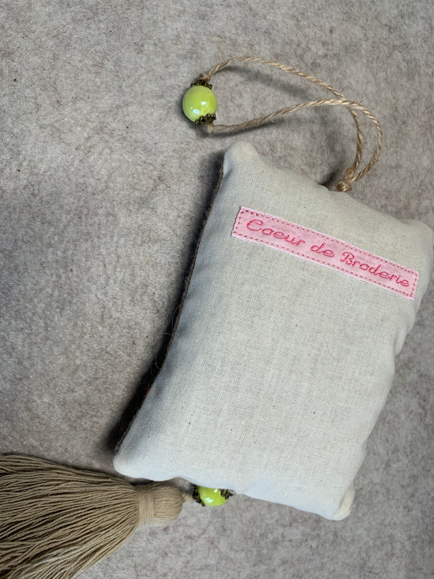 Pochon de lavande toile de jute - fleurs orange