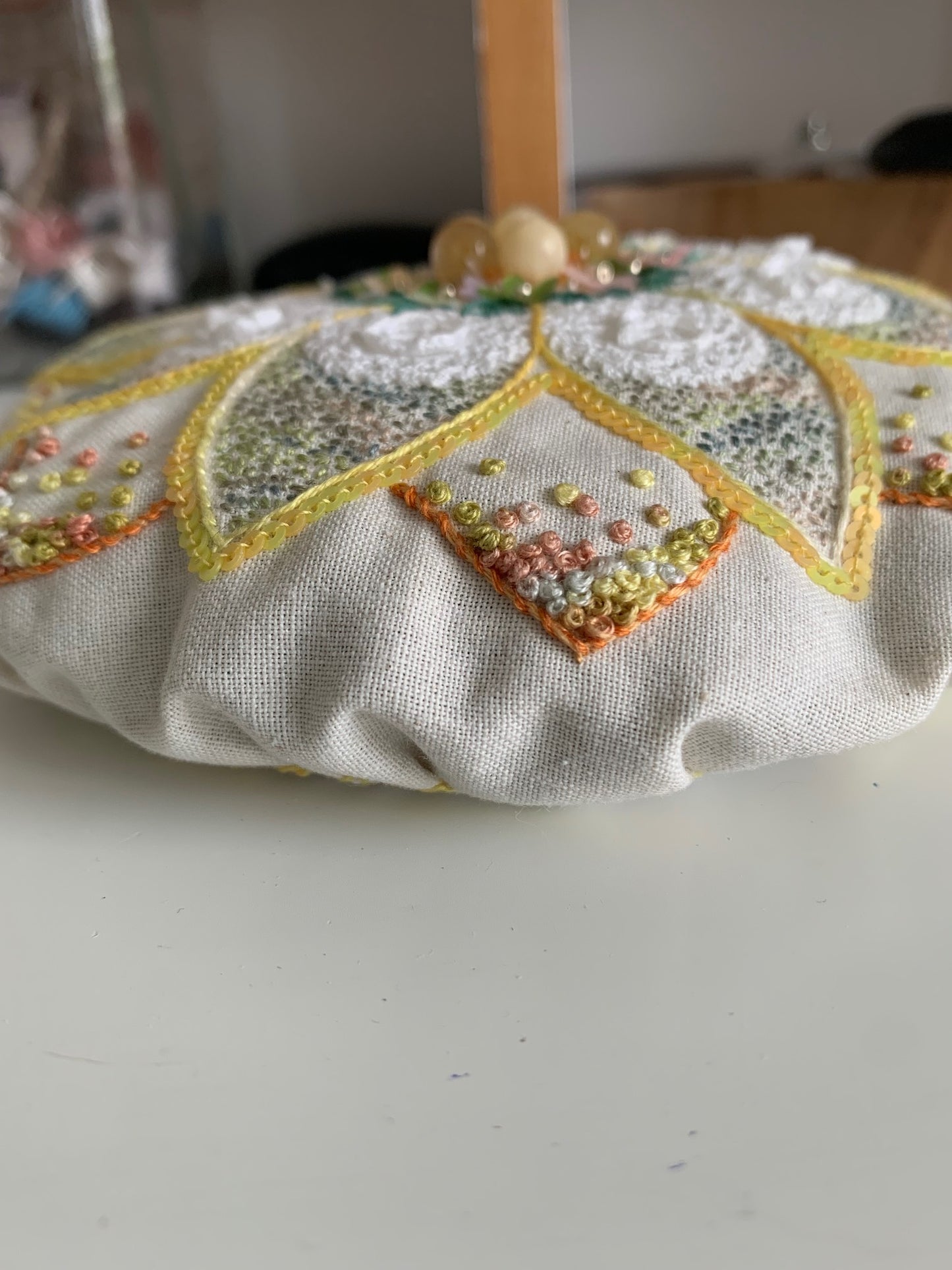 Pouf de lavande - centre jaune