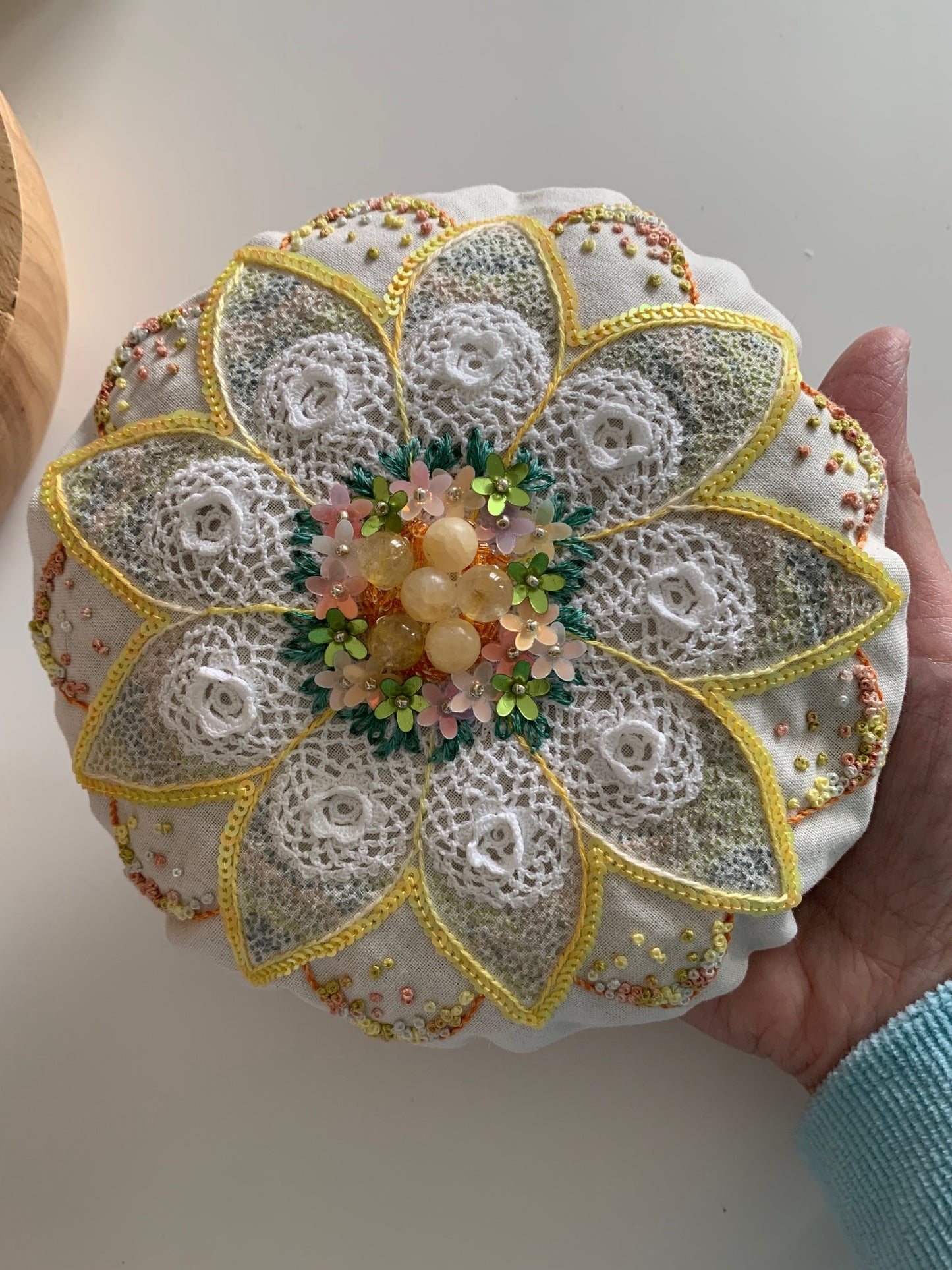 Pouf de lavande - centre jaune