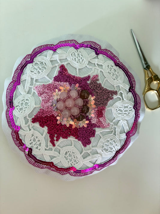 Pouf de lavande - centre rose